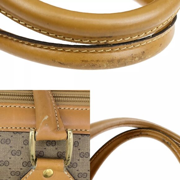 GUCCI Logo Sherry GG Pattern Travel Hand Bag PVC Leather Brown Italy 62YG543 - Picture 8 of 15